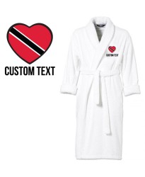 Trinidad and Tobago Flag Heart Shape Embroidery Logo with Custom Text Embroidered Bathrobes